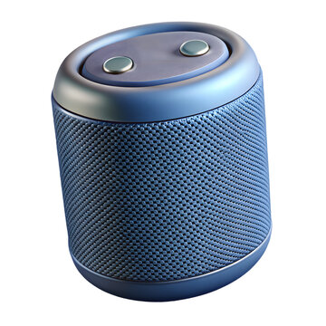Modern blue portable wireless bluetooth speaker isolated on transparent background
