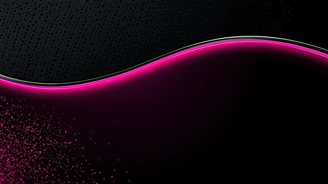 Dark, textured background with a glowing neon pink wave and scattered particles