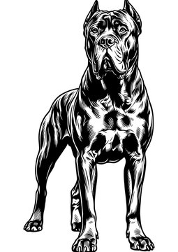Cane Corso dog vector illustration black and white