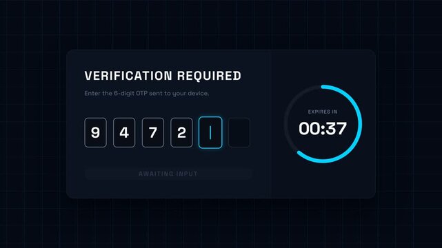 Verification required, two-factor authentication process with countdown timer and successful verification, symbolizing online security and verification for technology and business.