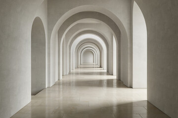 Fototapeta premium Minimalist Arch Interior with Soft Natural Light