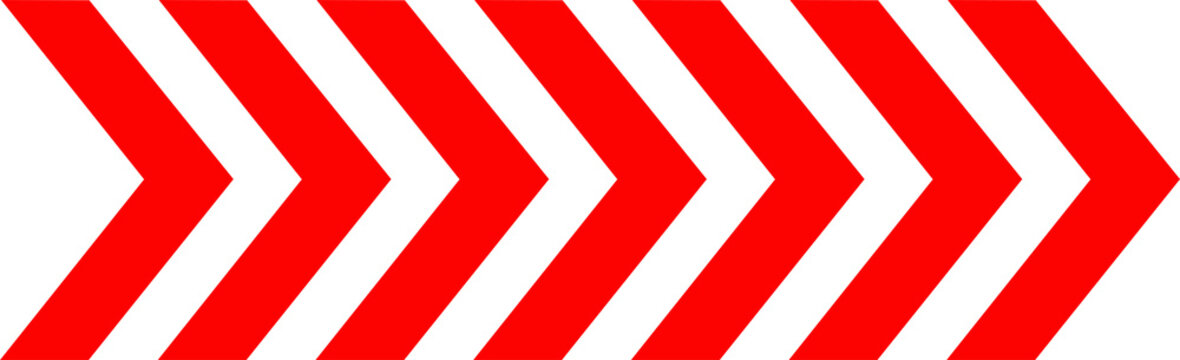 Red chevron arrow pattern pointing right direction geometric graphic element isolated on transparent background