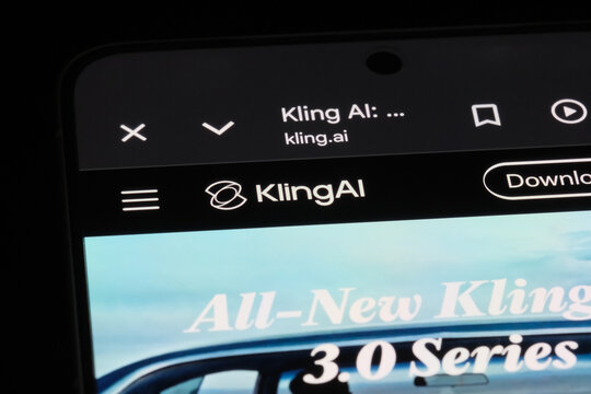 Shanghai,China-July 31st 2026: Kling AI brand logo on website. AI Video Generator
