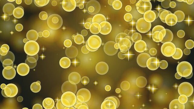 Golden bokeh particles background, with floating stars, and glowing light, orbs abstract