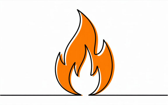 Stylized orange and yellow flame illustration on white background.