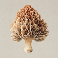 Fototapeta premium Detailed morel mushroom illustration on textured background.
