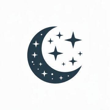 Crescent moon and stars symbolizing Islamic faith and spirituality at night.