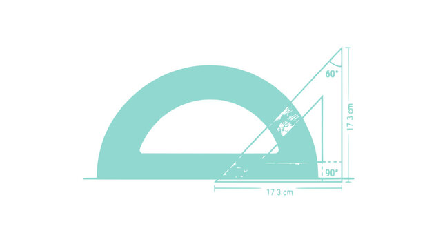 Geometry Tools: Protractor and Set Square for Measuring Angles and Drawing Lines