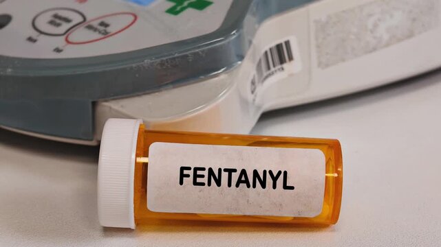 FENTANYL potent opioid analgesic for severe pain box of tablets in pharmaceutical research laboratory