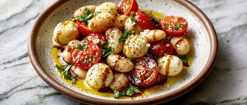 White Bean Caprese Salad with Mozzarella and Basil &ndash; AI Generative