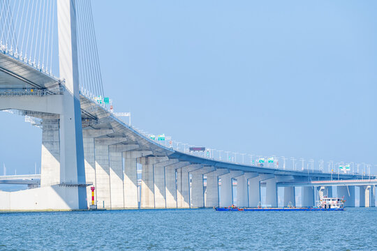 Bridge piers of the Shenzhen-Zhongshan Link cross-sea bridge in Zhongshan, China