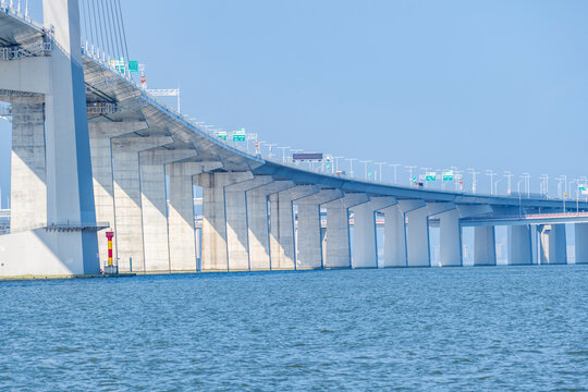 Bridge piers of the Shenzhen-Zhongshan Link cross-sea bridge in Zhongshan, China