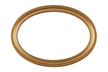 Naklejka premium Thin gold oval picture frame with layered rim