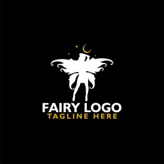 Naklejka premium Fairy logo icon isolated on black background