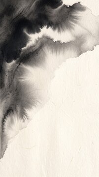 Fondo de presentaci&oacute;n art&iacute;stico de alta resoluci&oacute;n, superficie de papel de arroz con lavado de tinta sumi-e difuminado