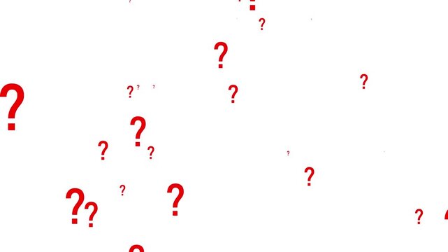 Question mark particles animation on a transparent background, Question marks flying animated. looping 4k question mark motion graphic video. Problem ask and confused concept 
