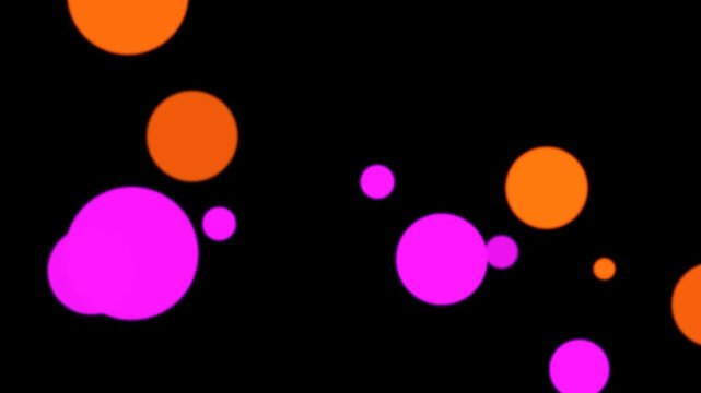 Vibrant pink and orange circles floating on a solid black background.