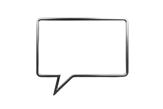 Thin black rectangular chat bubble outline with lower left tail