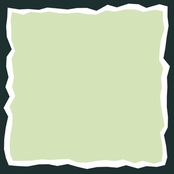 Light green square paper note with ripped edges and a simple torn paper border design element