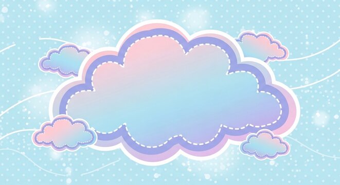 Cute pastel cloud illustration with smaller clouds and whimsical background perfect for children or dreamy design projects