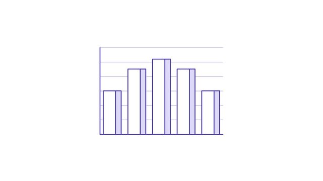 4K motion graphic of Business growth graphs chart with alpha channel transparency. 2D cartoon animation of bar graph on white background.