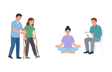 Obraz premium Physical Rehabilitation and Mental Wellness Support Therapy Concept