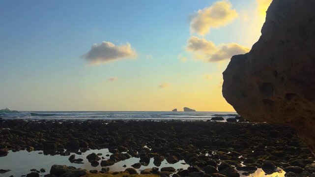 timelapse sunset on the coast at east java indonesia