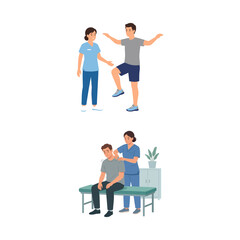 Obraz premium Physiotherapist helping patient with rehabilitation exercises and physical therapy
