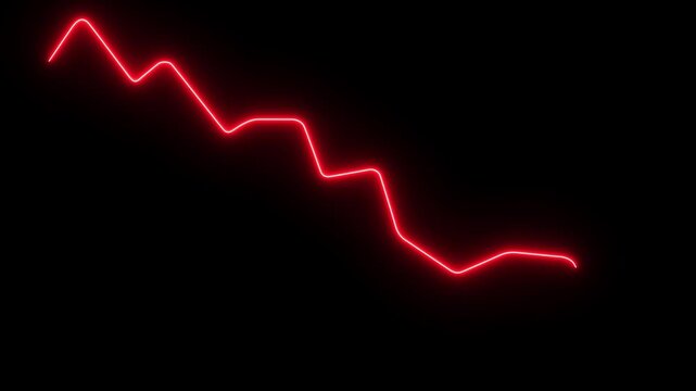 Neon Animation of Red graph going down Motion graphic 4k animation video.