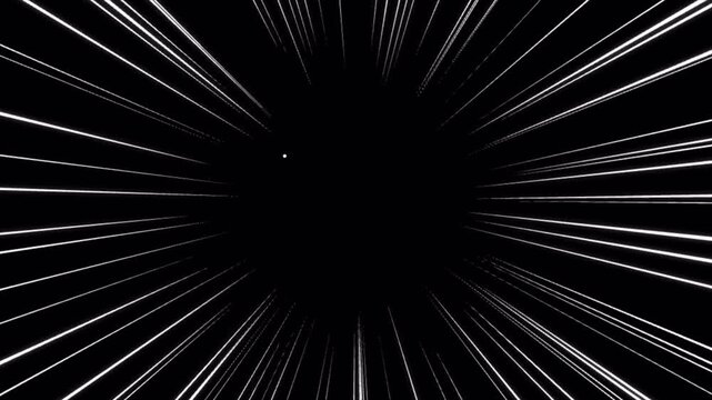 Cartoon Dynamic Zoom Speed Lines Animation in Transparent Alpha Channel Background. Abstract Anime Motion Speed Lines Effect. 4K Animation Video