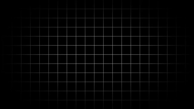 Black background with animated thin white wireframe grid line fit for alpha channel or overlay layer. Mesh shiny tile-like creative animated video .concept video on transparent background.
