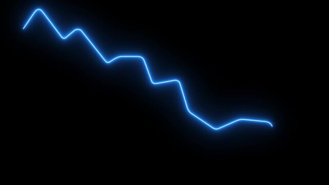 Neon Animation of Red graph going down Motion graphic 4k animation video.