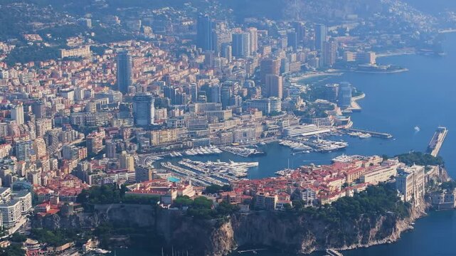 Aerial view of the city of Monaco and the French Riviera
