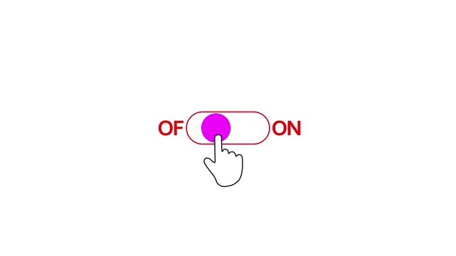 Interactive toggle switch ui animation, hand cursor clicking on and off button