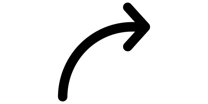 Curved black right arrow symbol indicating direction or navigation.