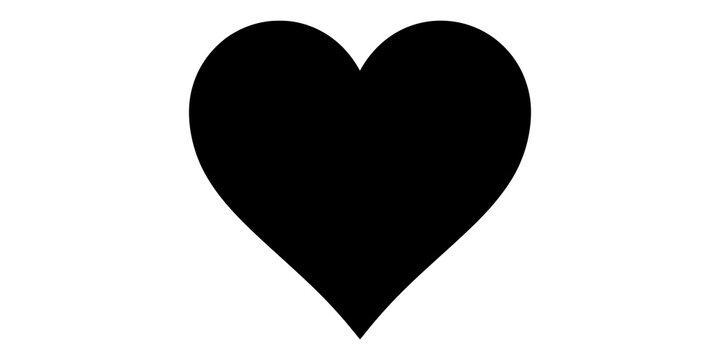 Solid black heart shape on transparent background, vector illustration.