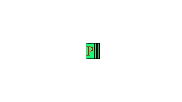 Minimalist 3 d letter p rotating animation on white background, for branding and, motion alphabet typography