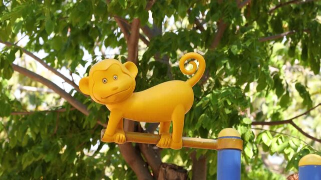 Little Girl Climbing Monkey Bars at Lumpini Park Playground