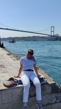 ISTANBUL, TURKEY - 07 MAY 2026: A stroll through the old streets of Istanbul with a view of the Bosphorus. Beautiful narrow streets with a rich cultural heritage. Editorial.