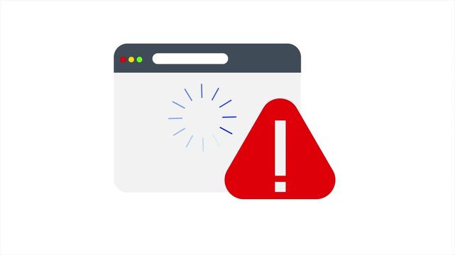 Web Browser Loading Animation with Red Error Alert Icon
