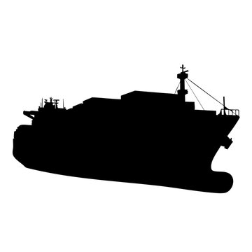 Silhouette of a large cargo ship a simple vector illustration for maritime transport and logistics c