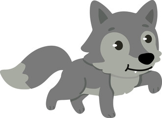 Grey Timber Wolf Cub Walking Pose Character