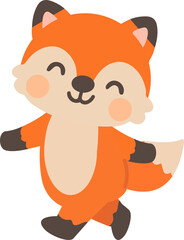 Naklejka premium Little Orange Forest Fox Walking Pose Character