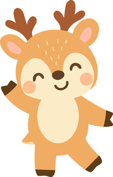 Smiling Reindeer Character Waving For Festive Season Branding