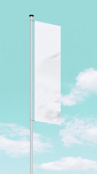 Minimalist mobile wallpaper of a blank flag against a blue sky.