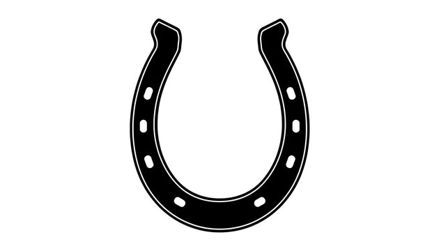 Black Horseshoe Symbol of Luck and Good Fortune Isolated on White Background