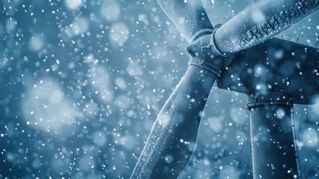 Detailed closeup image of snowcovered wind turbine blade Canon EOS R5 85mm