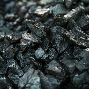Closeup photo of glossy anthracite coal with sharp edges