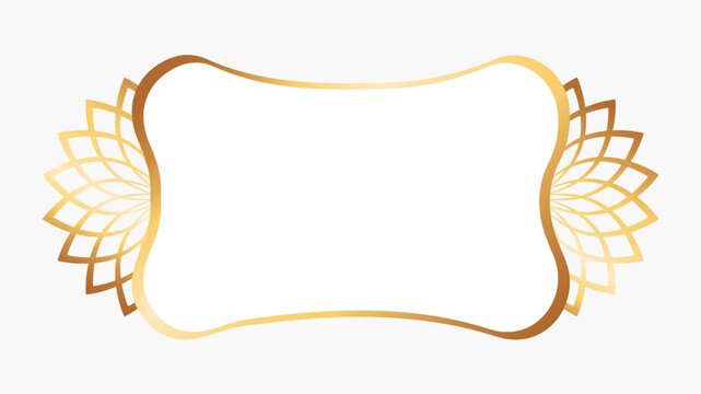 Elegant Golden Vintage Badge Frame Footage with Side Mandala Ornament on white background