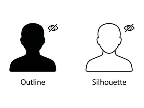 Outline and Silhouette of a User Icon: A visual representation comparing a solid black silhouette of a person icon against a white outline of the same icon.